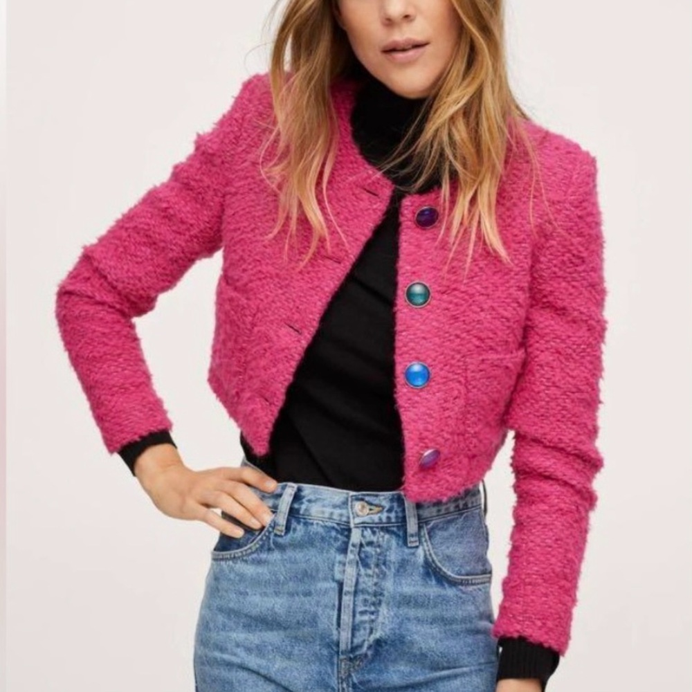 Mango Tweed jacket with jewel buttons